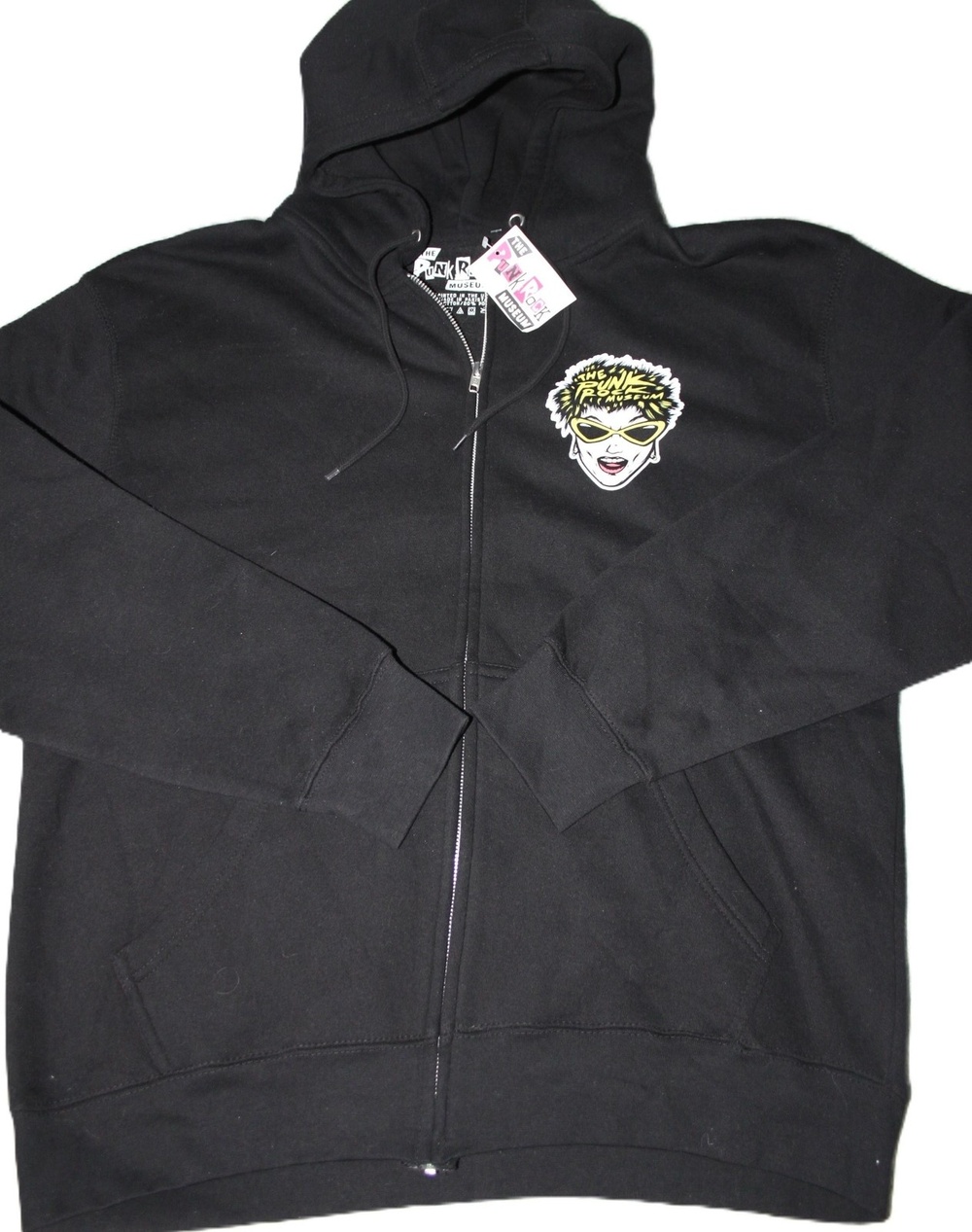 The Punk Rock Museum Hoodie Mens XL Black Full Zip Hooded Graphic Print Pockets